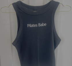Black "Pilates Babe" Cropped Tank