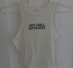 Cream "Hot Girls Do Pilates" Cropped Tank