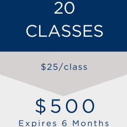 20 Class Pass - $500 - Expires 6 Months