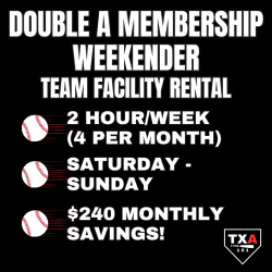 Double A Membership - Team Facility Rental Weekend (SATURDAY & SUNDAY ONLY)