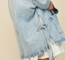 Boho Side Tie Detail Oversized Denim Jacket