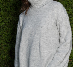 Grey Chunky Cowl Dog Walker Sweater