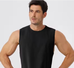 Quick Drying Sleeves Muscle Tank (Black)(Men’s) w/ Santosha Logo