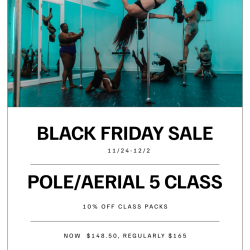BFCM: 10% OFF 5 Class Package (POLE/AERIAL) **EXPIRES 74 DAYS AFTER SALE**