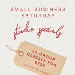 Small Business Saturday Special : 26 classes for $728 (3 month expiration from 1st use)