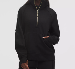 *PRINTED* Scuba Oversized Funnel-Neck Half Zip *Long - Black/Gold