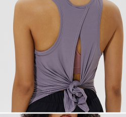 Open Back, Knotted Sports Tank (W/ Santosha Logo) (Womens) (Black only)