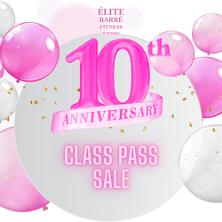 10 YR Anniversary! 20 Class Pass $400 Value + Free Barre Socks (Save $180)