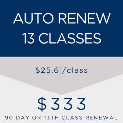 Auto Renew - 13 Classes (90 days or 13th Class Use Renewal)