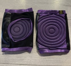 Purple Sparkle and Black Open Back Knee Pads