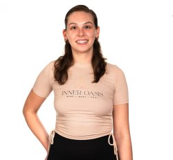 Ruched Side Tie Logo Tan/Blush