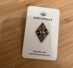 rainbow eye enamel pin