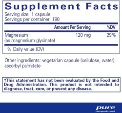 Magnesium Glycinate 90 or 180 Capsules
