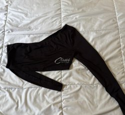 Woman's Crop top long sleeve 1 shoulder - Black