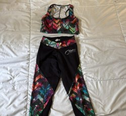 Woman's Top & Leggings - Black/Rainbow