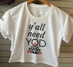Women's White YOD Crop Tee - L