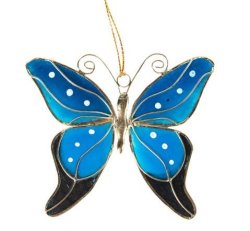 Blue Butterfly Capiz Ornament