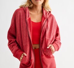 Fleece Hoodie Jacket With Tapered Sleeves