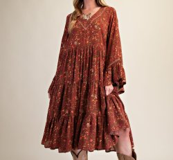 Floral Printed Rayon Gauze Dress