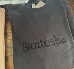Santosha Embroidered Crew Neck Sweatshirt (Black + Tan)