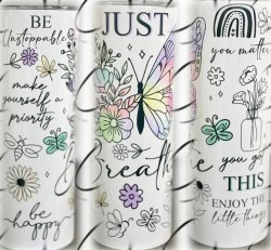Just Breathe Butterfly 20oz Skinny Tumbler