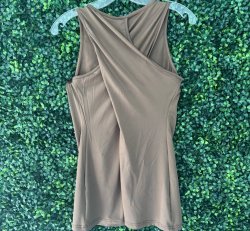 Brown Cross Back Top with White Swerk