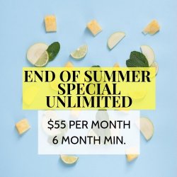 END OF SUMMER SPECIAL - UNLIMITED YOGA CLASSES (monthly payments, 6 month minimum)