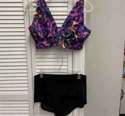 Purple Cheetah Lined Bralette & Black Velvet Cheekster Set