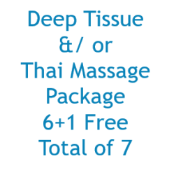 60 Min (1 Hour) Deep Tissue/Thai Package of 6 + 1 Free