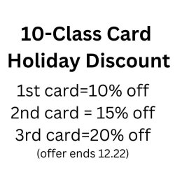 20% HOLIDAY PROMOTION! 20% off Three Class Pack (30 classes)