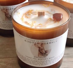 Rooted Herbals - Essential Oil & Crystals Candle / Hunter's Moon