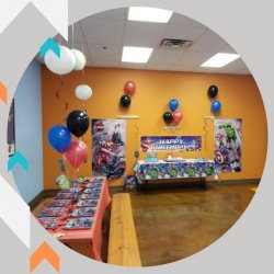 Theme Package: Full (Themed Room Decorations, Tableware, Balloons & Cake)