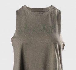 Let's Kick It Ladies Crop Racerback Tank - Olive