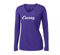 Sport-tek V-neck Sport Long-sleeved T-shirt-Purple