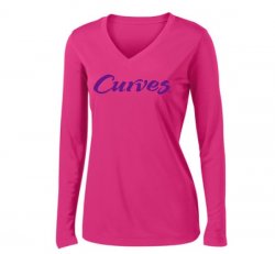 Sport-tek V-neck Sport Long-sleeved T-shirt- Hot Pink (US)